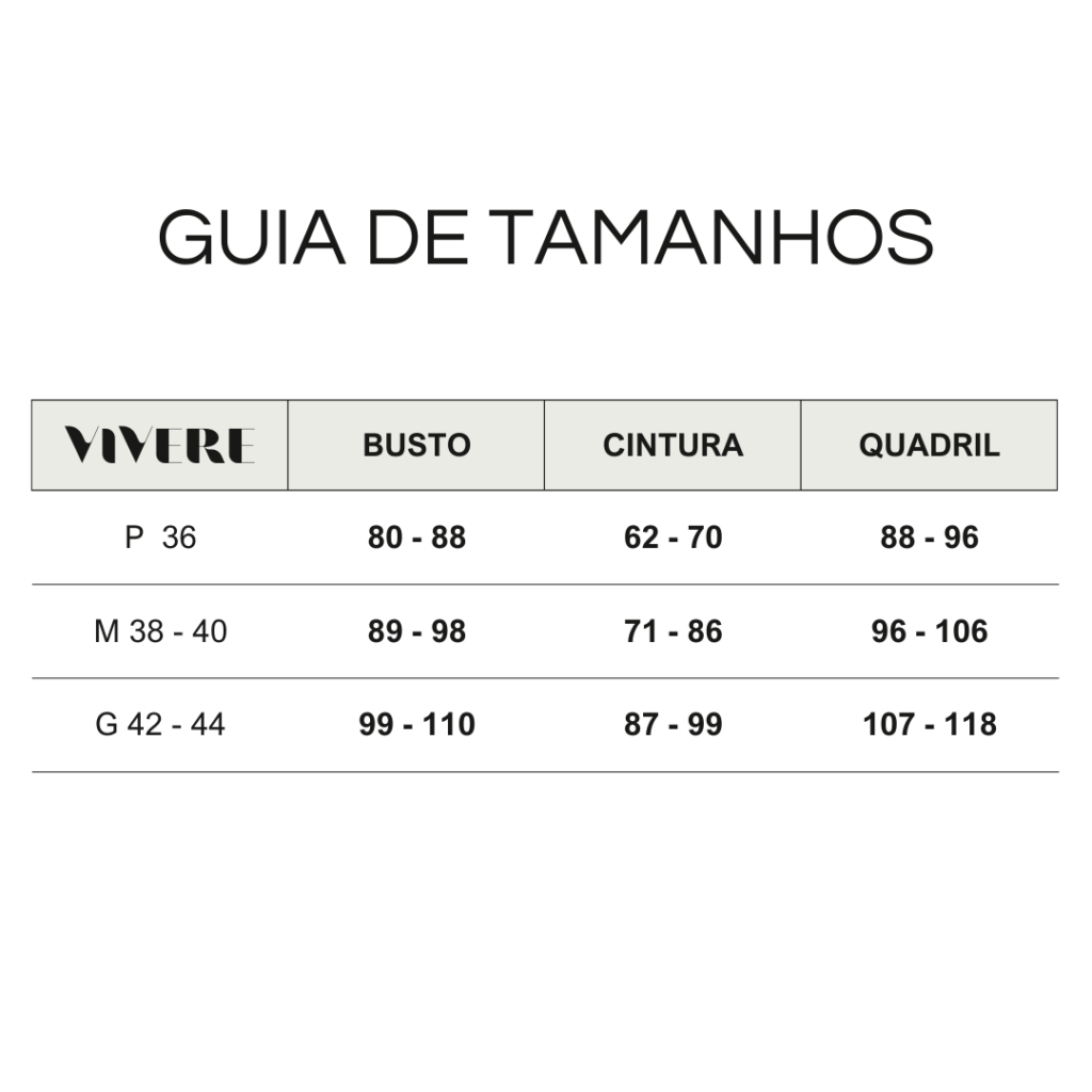 tabela de medidas